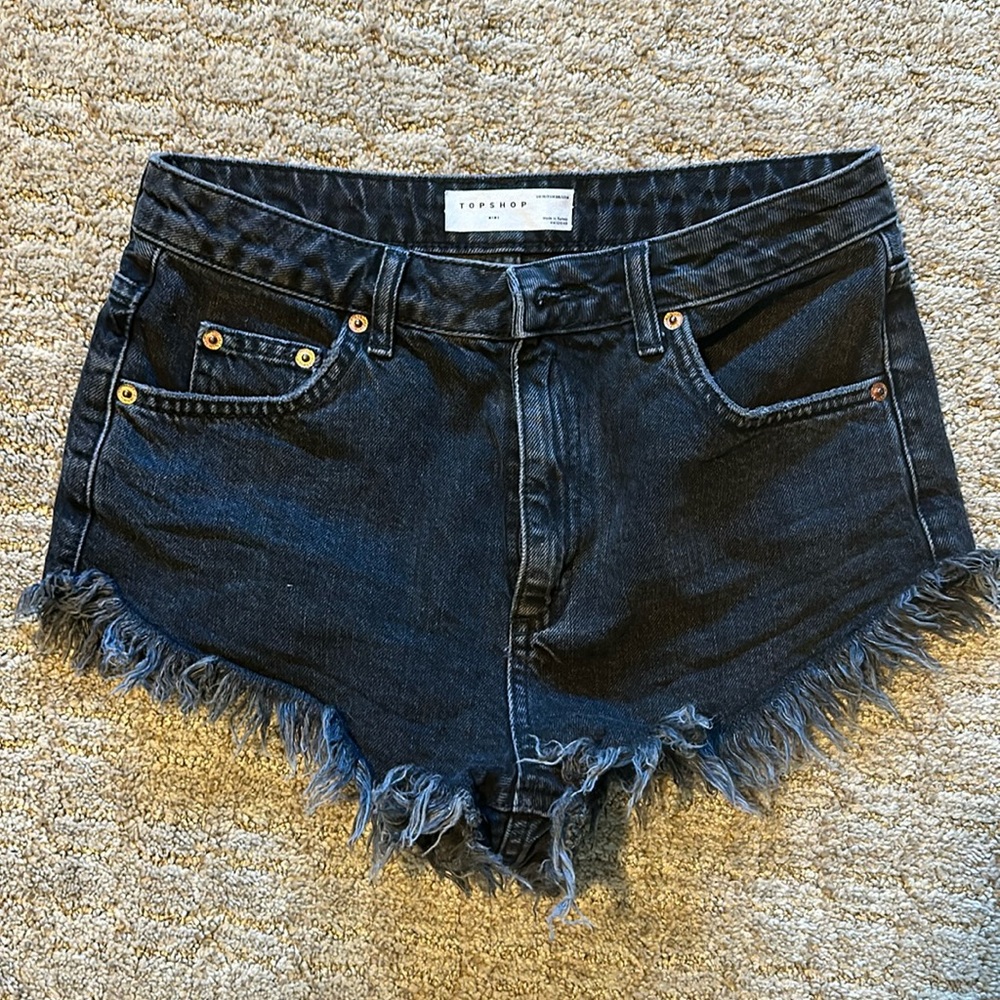 Top shop, black jean shorts